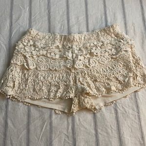 Cream crotchet shorts